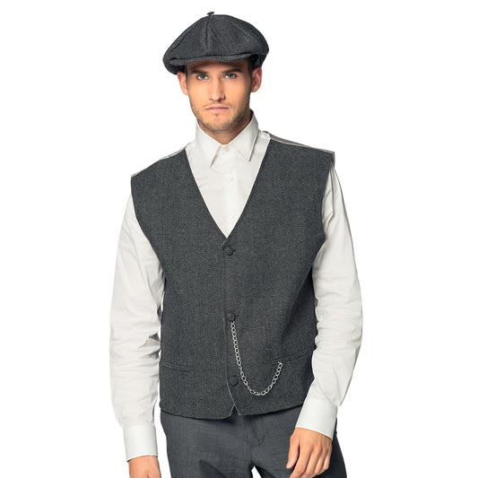 Ensemble Gilet Tweed Gris & Casquette Homme Années 20