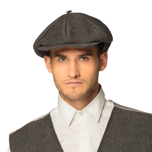 Casquette Plate Homme Tweed Gris - Style Vintage Années 20