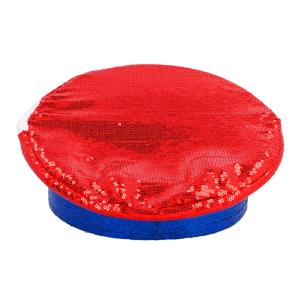 Chapeau Haut de Forme Sequins USA Drapeau Américain Patriote