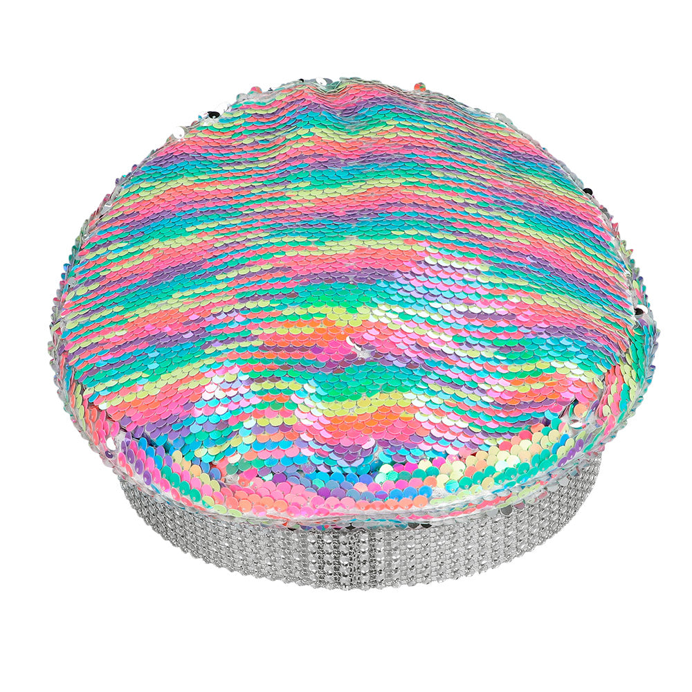 Casquette à Sequins Réversibles Arc-en-Ciel et Argent