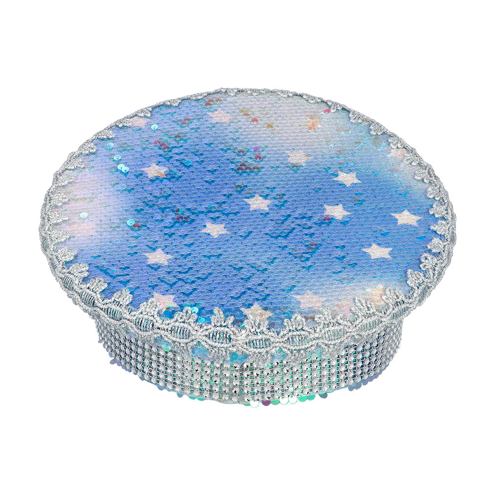 Chapeau Haut de Forme Sequins Étoiles Argent Party