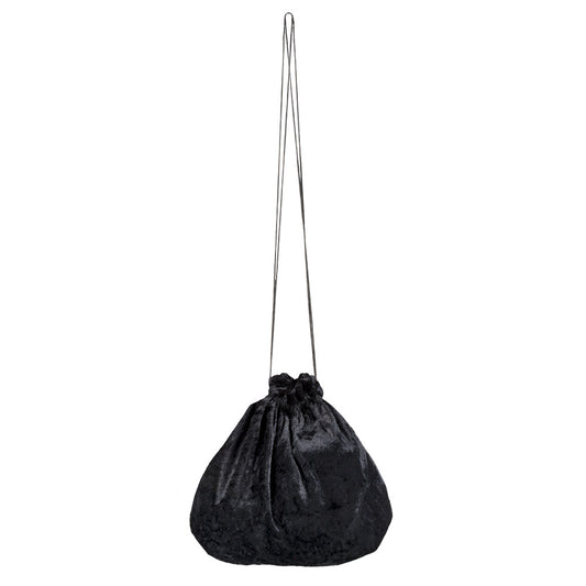 Sac à Main Velours Noir Cordon - Accessoire de Soirée