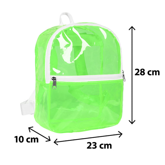 Sac à Dos Transparent Fluo Vert - Accessoire Fête Parfait