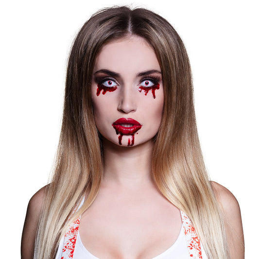 Lentilles de Contact Vampire Sang Blanc et Rouge Effet Terreur