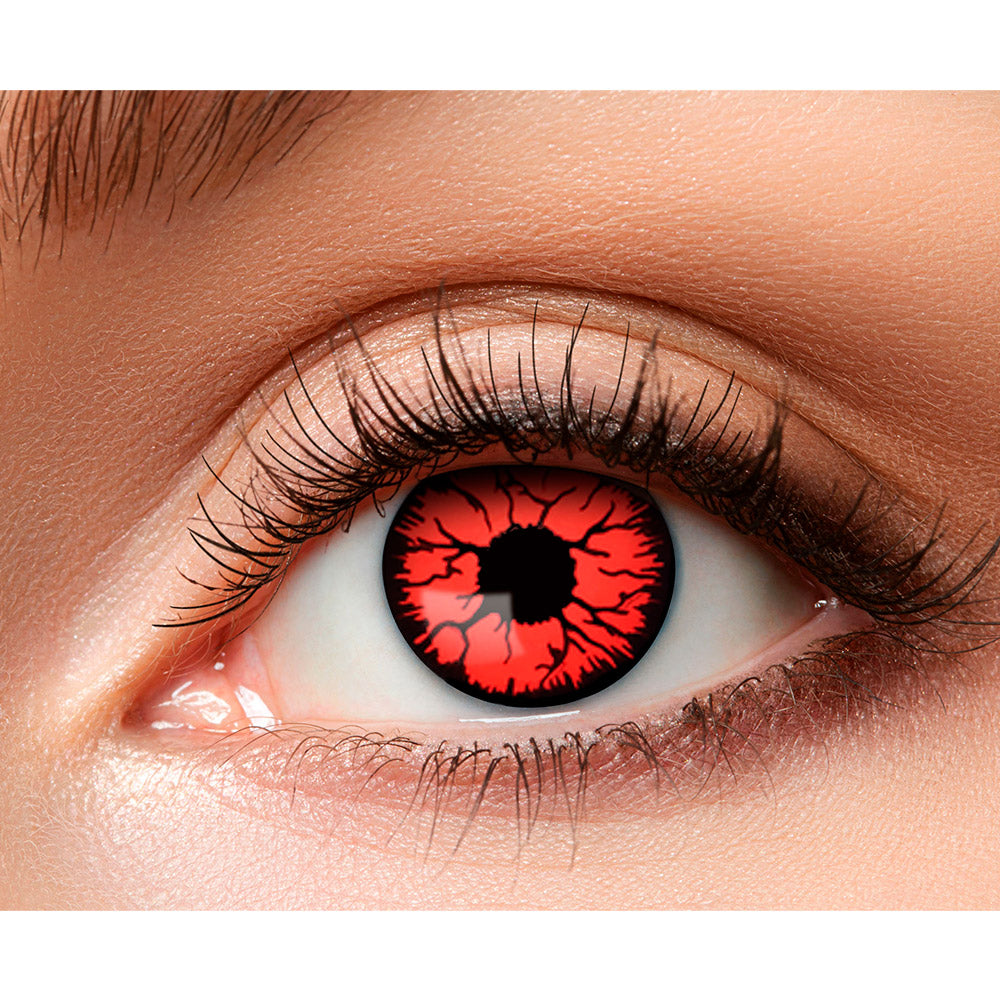 Lentilles de Contact Rouges Demon - Accessoire Halloween Effrayant