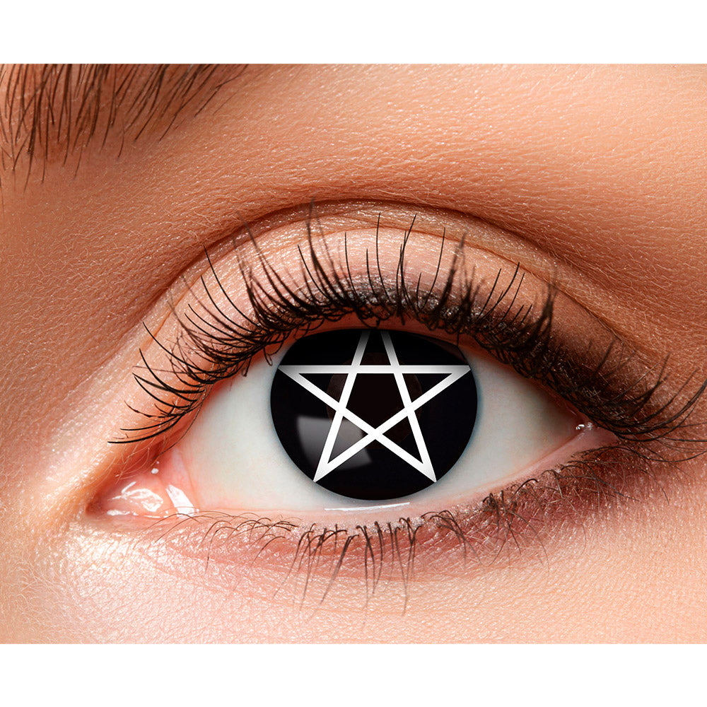 Lentilles de Costume Pentagramme Noires - Effet Sorcière