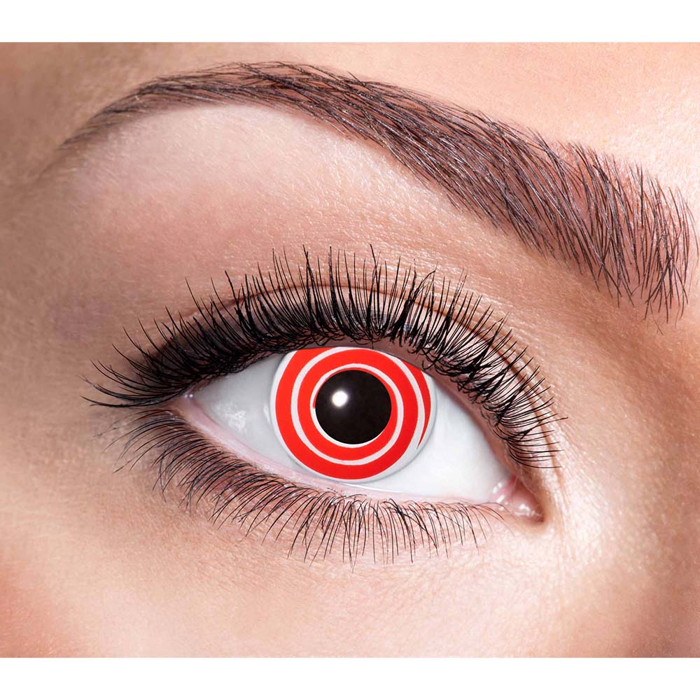 Lentilles de Contact Oeil Rouge Spirale Halloween - 2 Paires
