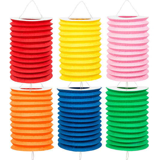 12 Lanternes Papier Colorées 16cm - Décoration Fête Réutilisable