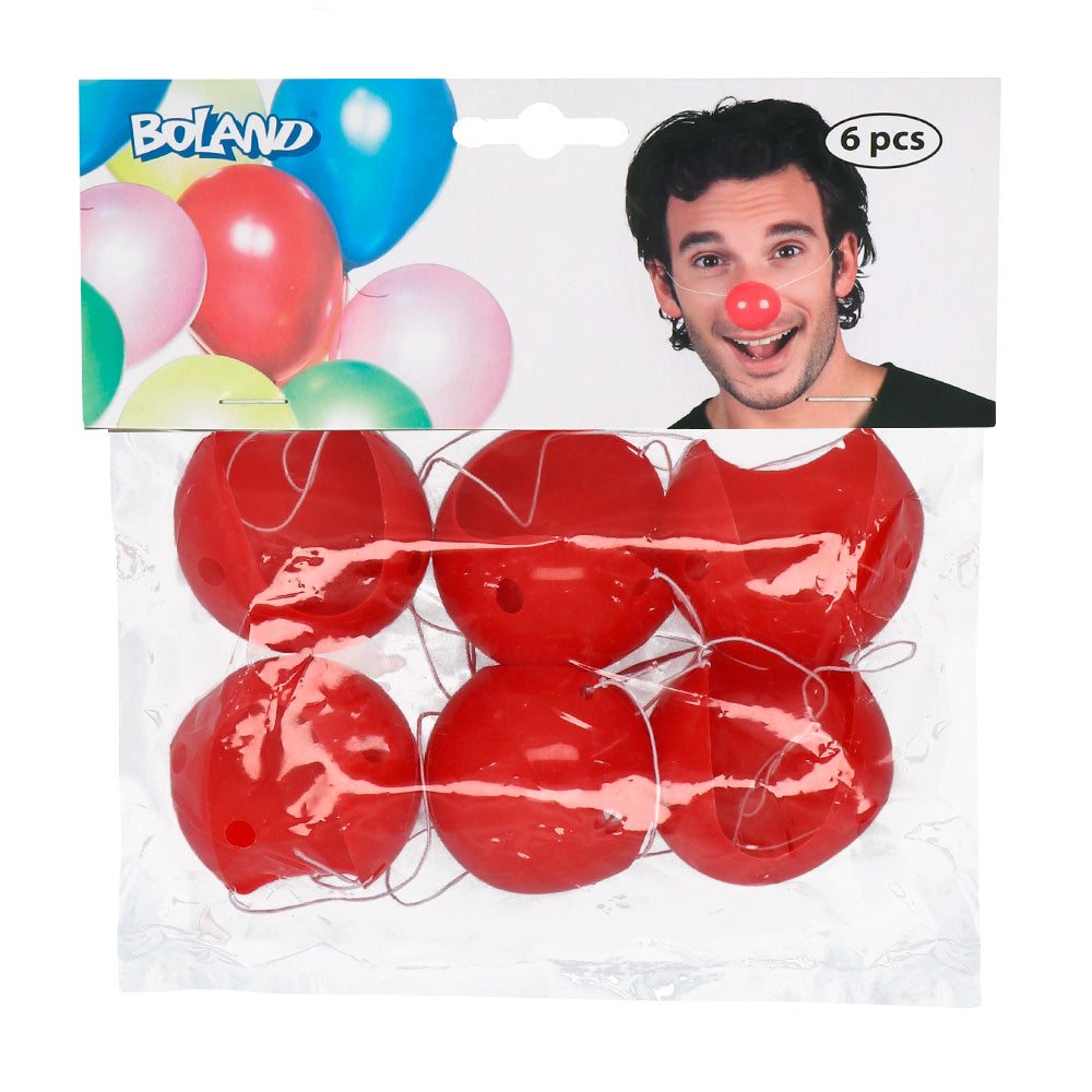 Nez de Clown Rouge avec Elastique - Lot de 6