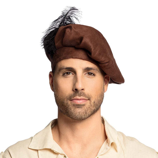 Chapeau Tricorne Marron avec Plume - Déguisement Pirate