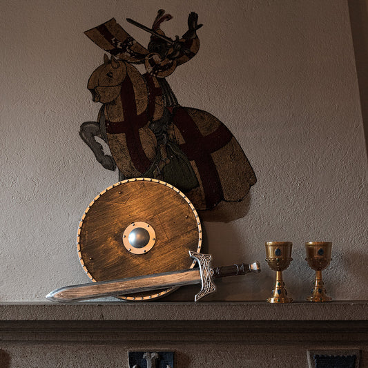Bouclier Romain Viking Médiéval Bois et Métal - Accessoire