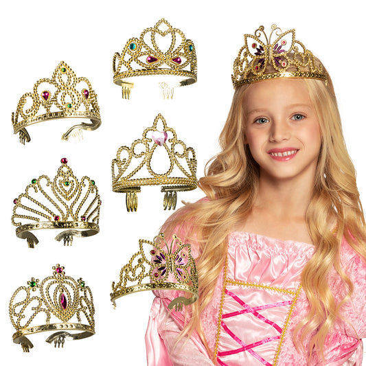 Couronnes de Princesse Dorées - 6 Modèles Assortis pour Enfants