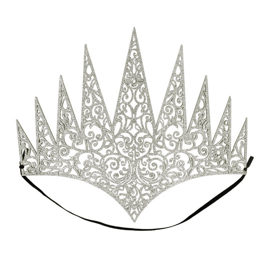 Couronne Royale Ornementale Argentée - Diadème de Reine Élégant