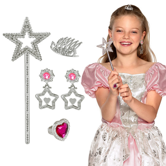 Coffret Accessoires Princesse - Baguette, Tiare, Boucles d'Oreilles, Bague