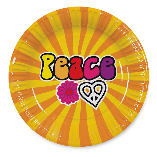 Assiettes Peace & Love Hippies - Décoration Rétro Années 70