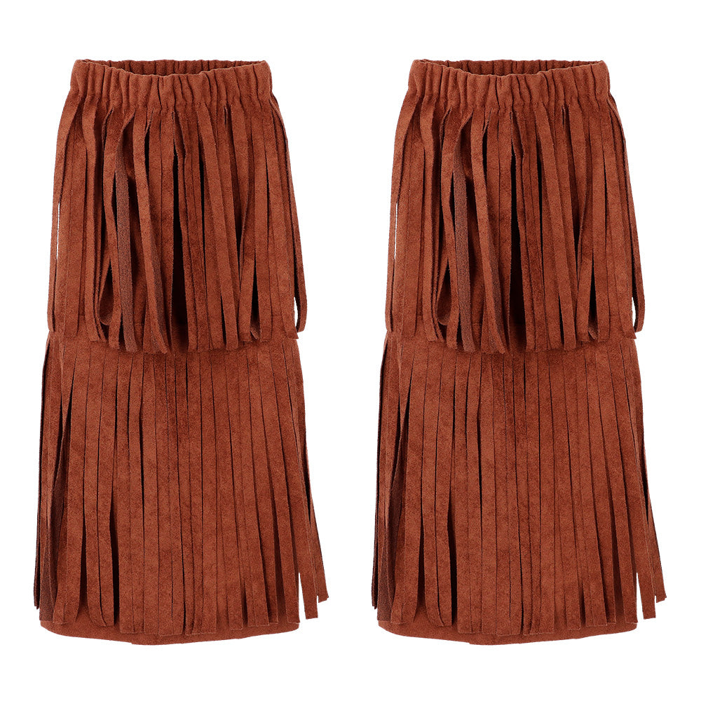 Jambières à Franges Marron Hippie - Accessoire Déguisement Années 70