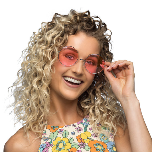 Lunettes Rondes Roses Années 70 - Accessoire Disco Rétro