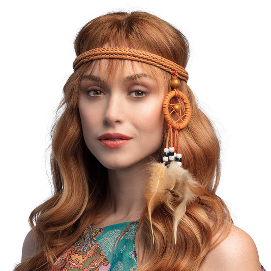 Bandeau Indien Hippie avec Dreamcatcher et Plumes