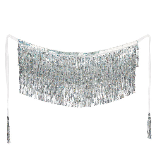 Ceinture à Franges Paillettes Argent - Disco & Cabaret