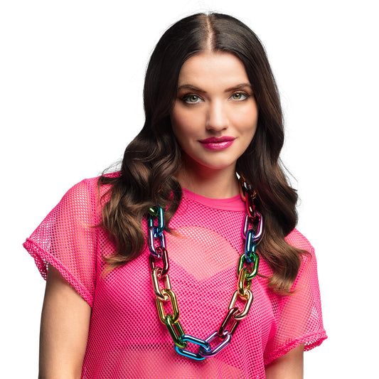 Chaîne Maillon Arc-en-ciel XXL - Collier Chaîne Colorée Disco