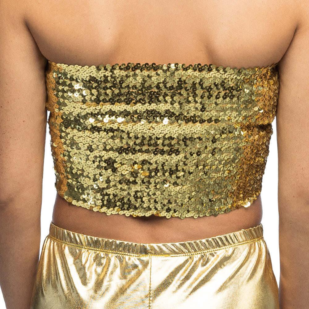 Bustier Paillettes Or Femme - Accessoire Disco Party Chic