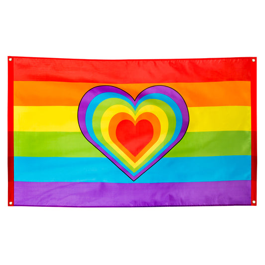 Drapeau Arc-en-ciel Cœur Pride - Bannière LGBT 90x150cm