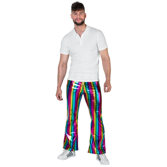 Pantalon Patte d'Éléphant Holographique Arc-en-Ciel - Disco Années 70