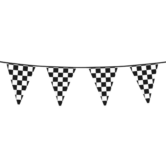 Guirlande Fanions à Damier Noir et Blanc - Décoration Fête