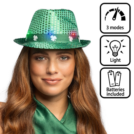 Chapeau Lutin Vert LED Saint Patrick - 3 Modes Lumineux