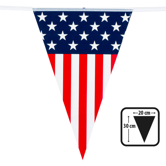 Guirlande Fanion Drapeau Américain Étoiles Rayures 20cm