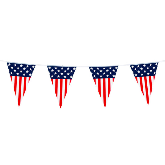 Guirlande Fanion Drapeau Américain Étoiles Rayures 20cm