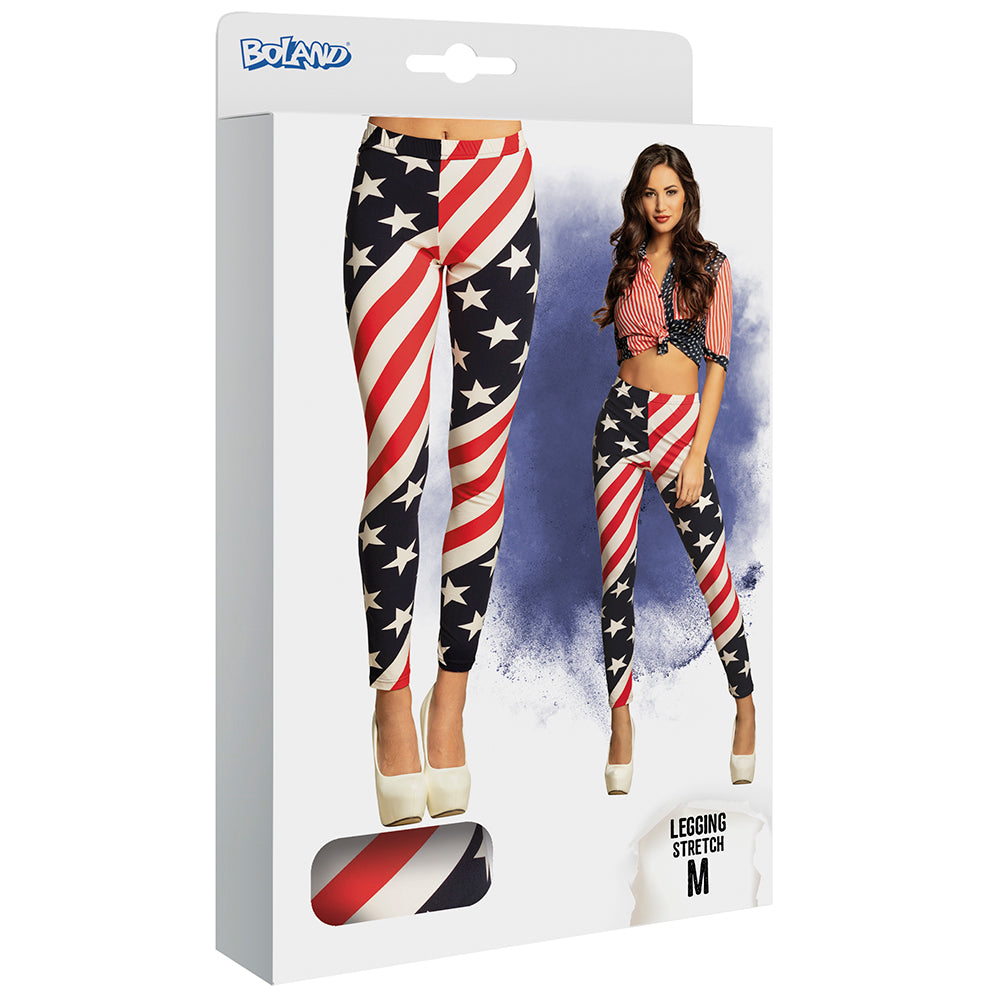 Legging Drapeau Américain Étoiles et Rayures - Déguisement Adulte