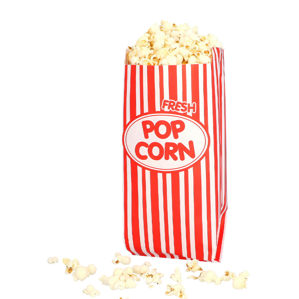 Sachets Popcorn Rayés Rouge & Blanc - Lot de 8 Sacs Cinéma