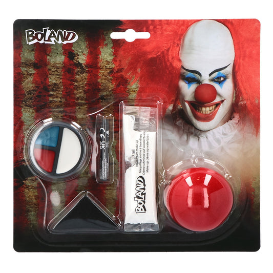 Kit Maquillage Clown Professionnel - Palette, Nez Rouge et Accessoires