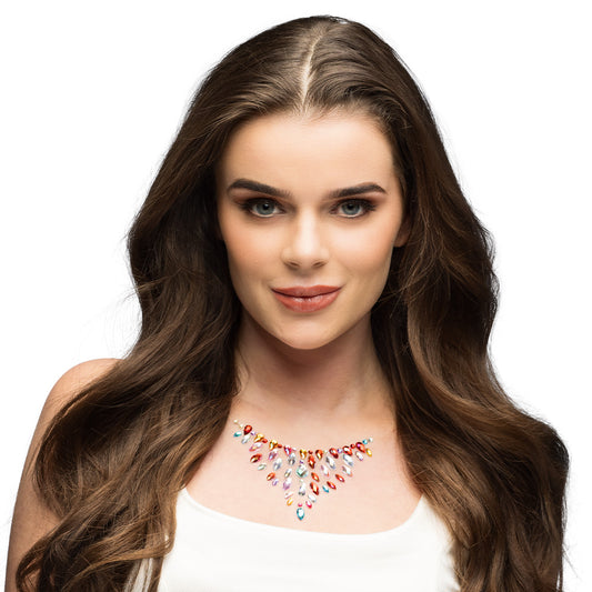Collier Strass Multicolore Femme - Accessoire Soirée Bijou