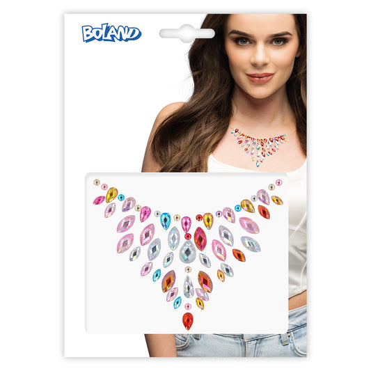 Collier Strass Multicolore Femme - Accessoire Soirée Bijou