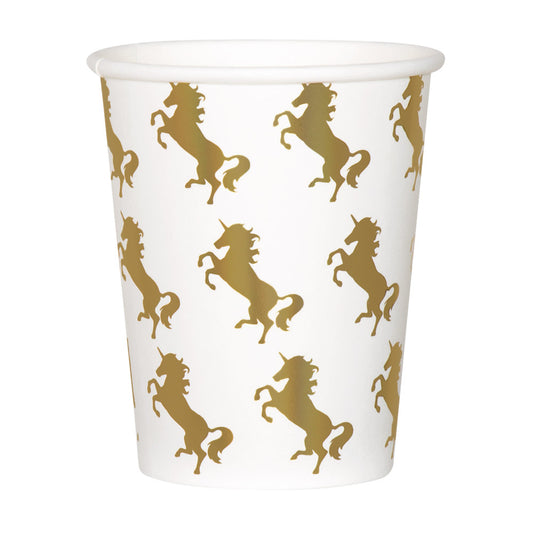 Gobelets Licorne Dorée - 8 Verres Réutilisables 25cl