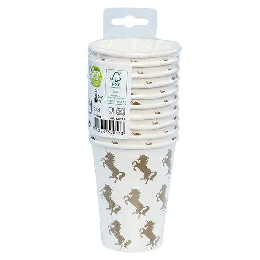 Gobelets Licorne Dorée - 8 Verres Réutilisables 25cl