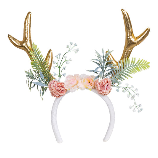 Serre-tête Biche Fleurie Doré - Accessoire Déguisement Fantaisie