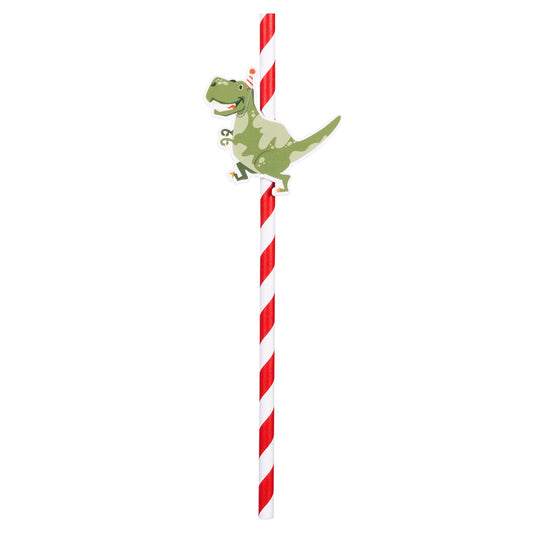 Pailles dinosaure avec figurines - Set de 6 pailles festives