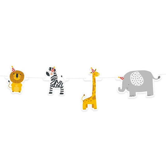 Guirlande Animaux Fête - Lion, Zèbre, Girafe, Éléphant