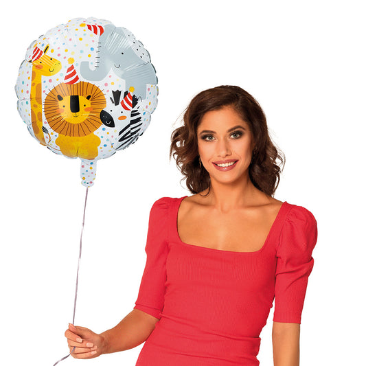Ballon Hélium Animaux Fête - Lion Zèbre Girafe Anniversaire