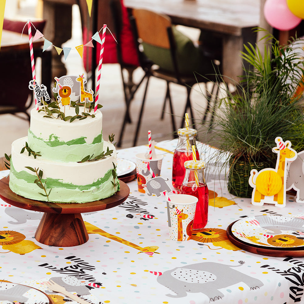 Assiettes Anniversaire Animaux Savane - 23cm | Fête Enfant
