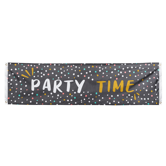 Bannière Party Time Confettis - Décoration Fête Géante 220cm