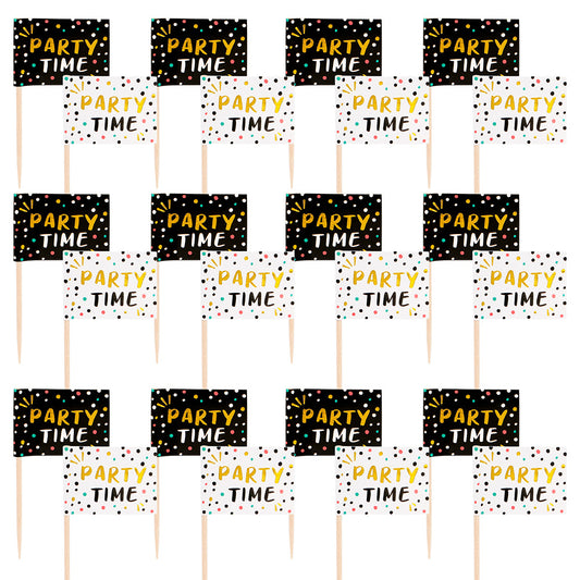12 Piques Cupcakes Party Time - Décoration Gâteau Anniversaire
