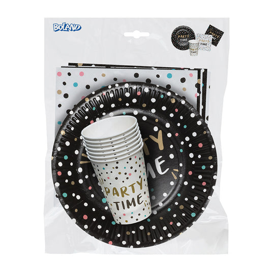 Kit Party Time - Assiettes, Gobelets et Serviettes Pois