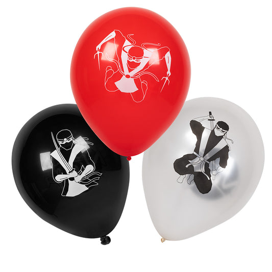 Ballons Ninja - Décoration fête thème ninja rouge noir blanc