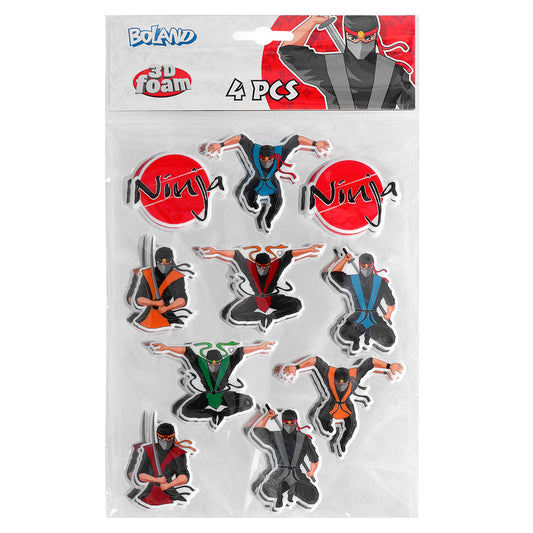 Stickers Mousse Ninja - 4 PCS Décoration Fête Thème