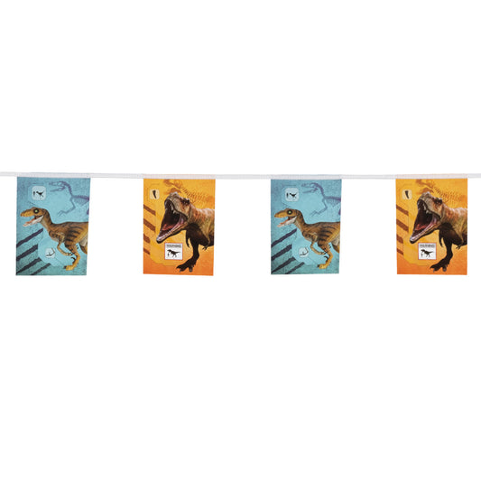 Guirlande Drapeaux Dinosaures Colorés 14x20cm - Décoration Fête