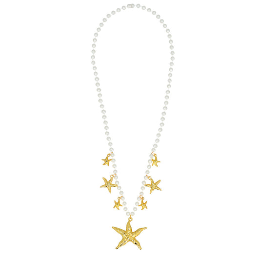 Collier Sirène Étoiles de Mer & Perles Dorées - Accessoire Fête